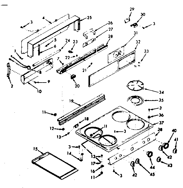 Kenmore 6477157041 backguard and main top section diagram