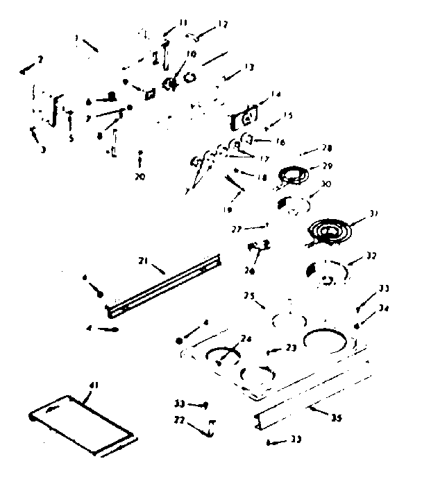 Kenmore 6479127020 backguard & main top section diagram
