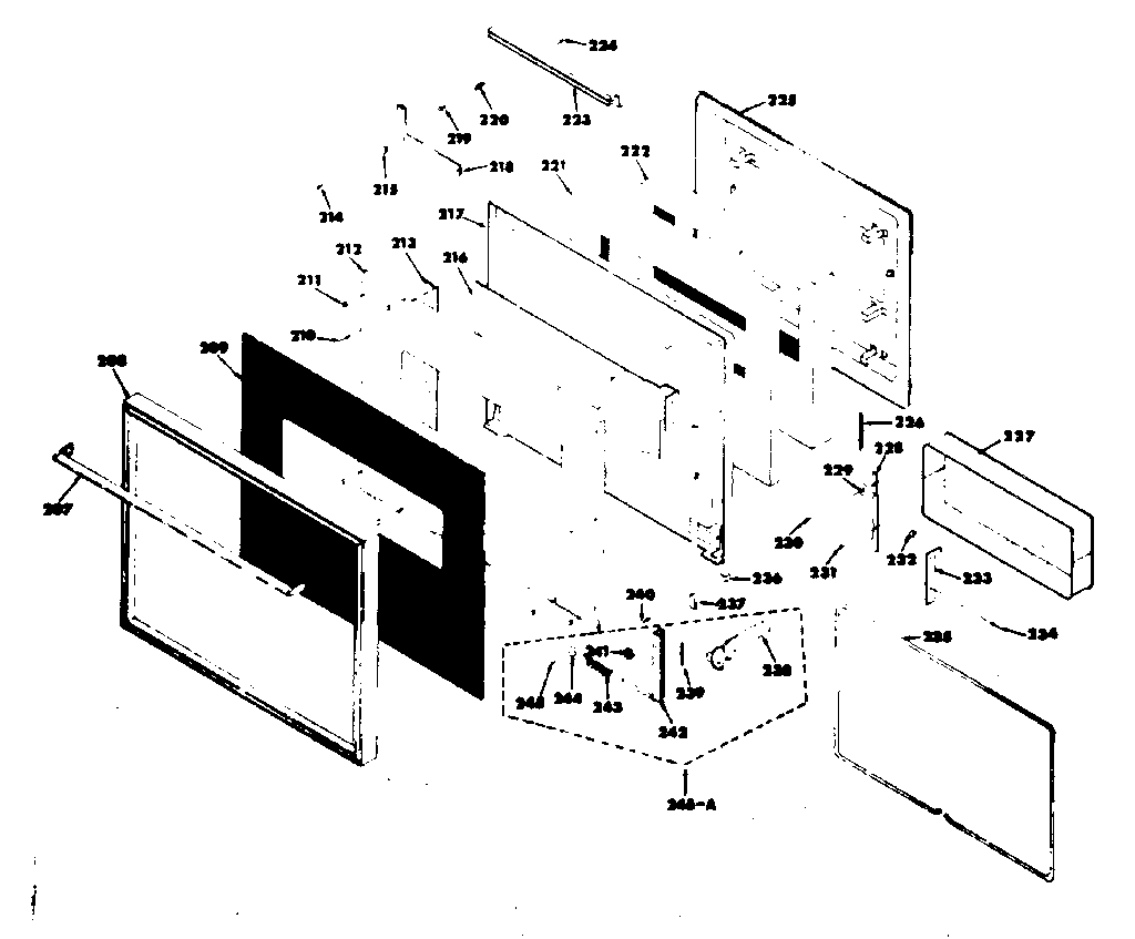 Kenmore 8504277000 upper black glass door section diagram