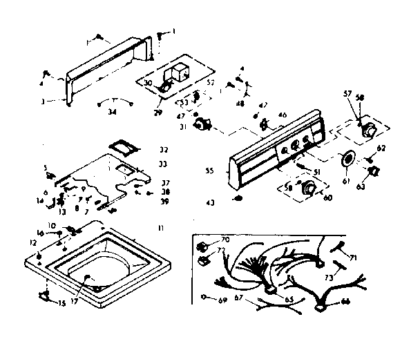 Kenmore 1106905651 top and console assembly diagram