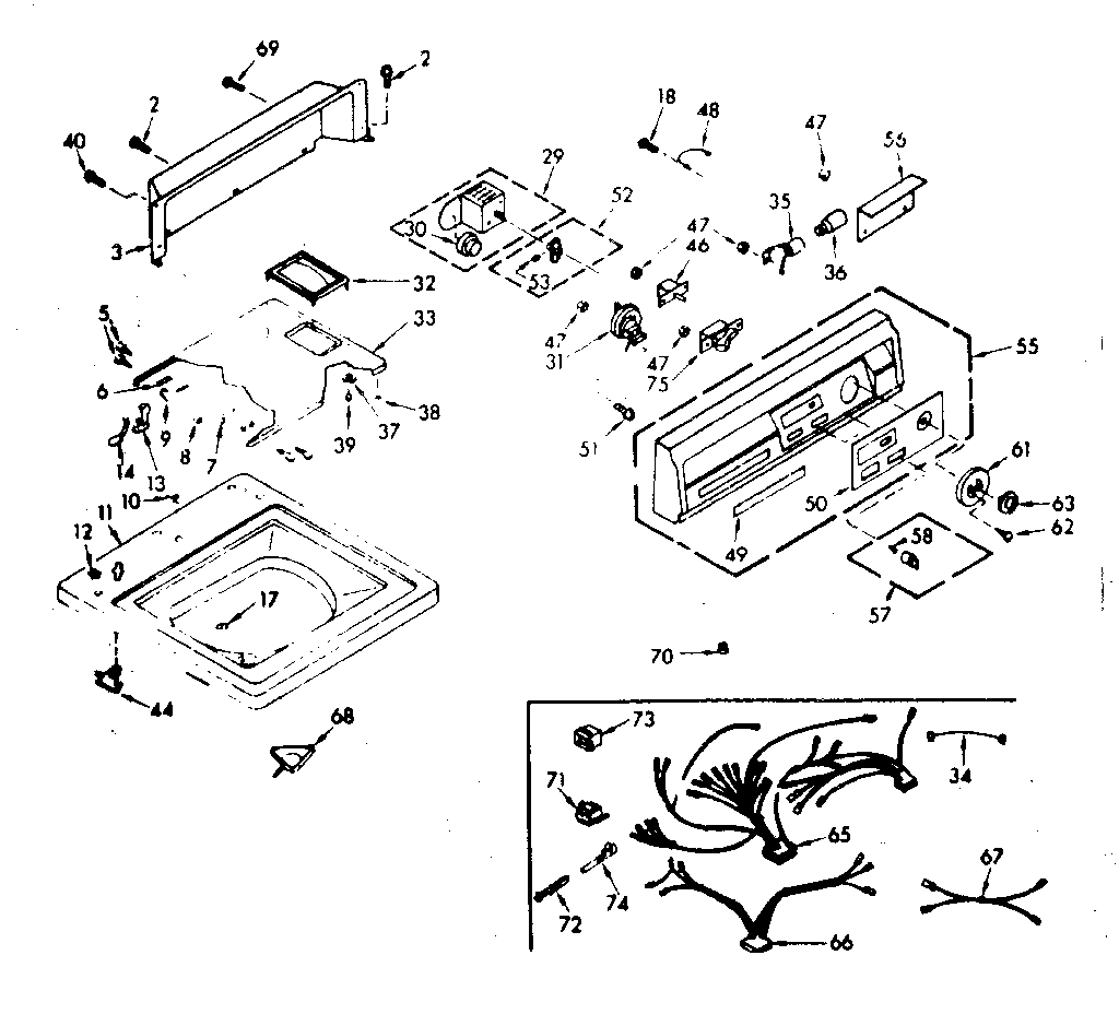 Kenmore 1106904751 top and console assembly diagram