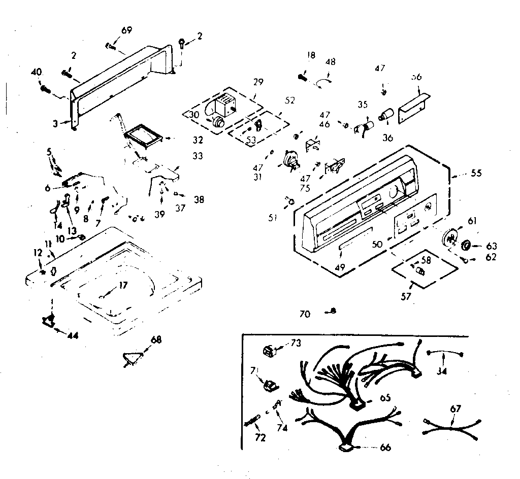 Kenmore 1106905702 top and console assembly diagram