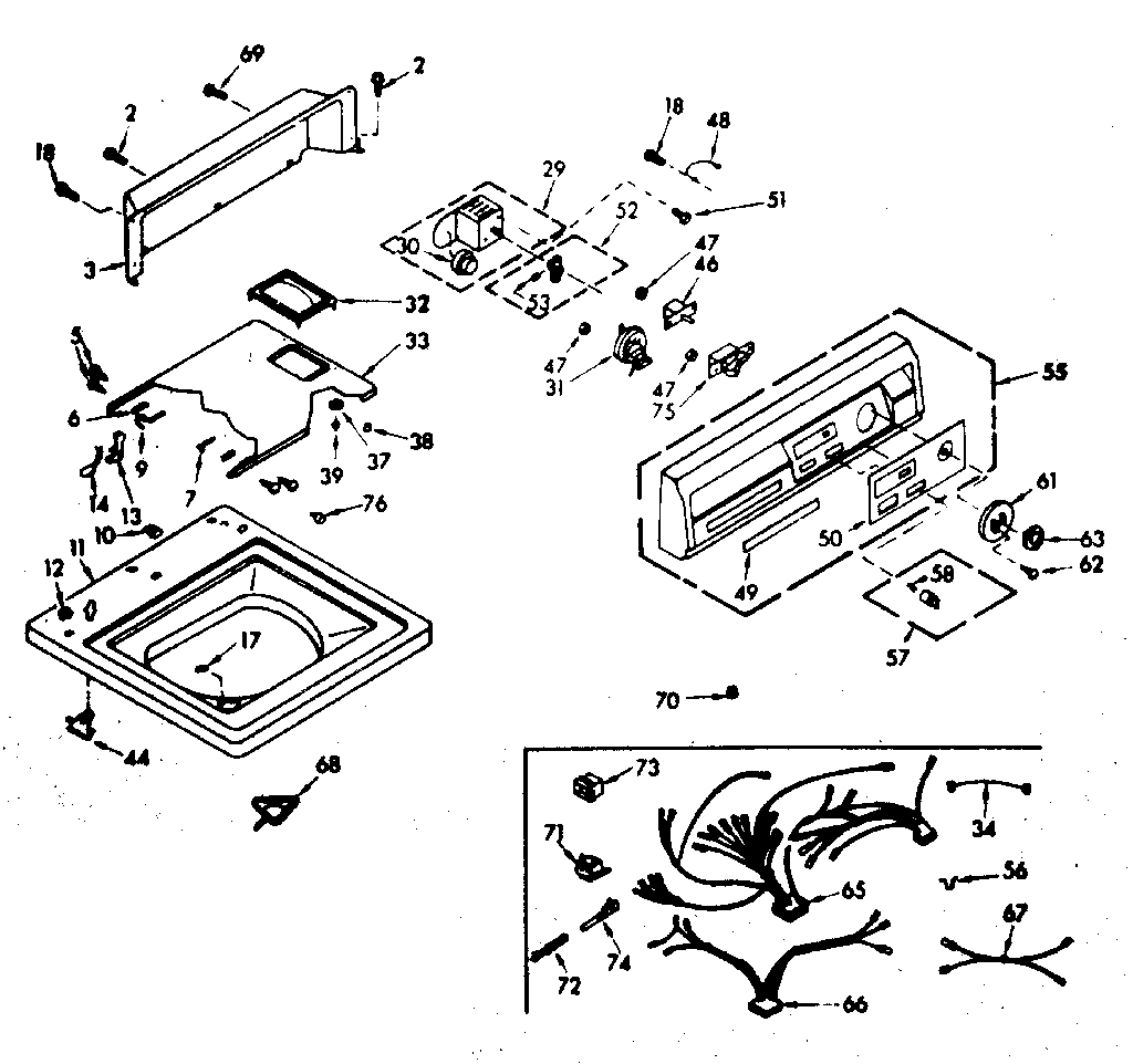 Kenmore 1106914751 top and console assembly diagram