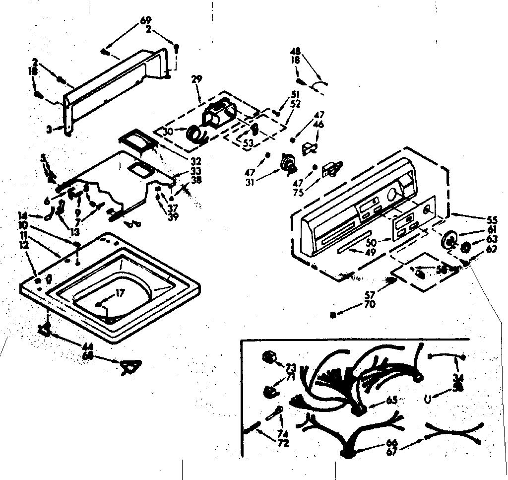 Kenmore 1106914702 top and console assembly diagram