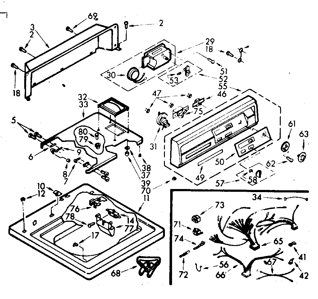 Kenmore 1106914704 top and console assembly diagram