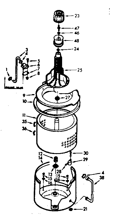 Kenmore 1106914705 tub and basket assembly diagram