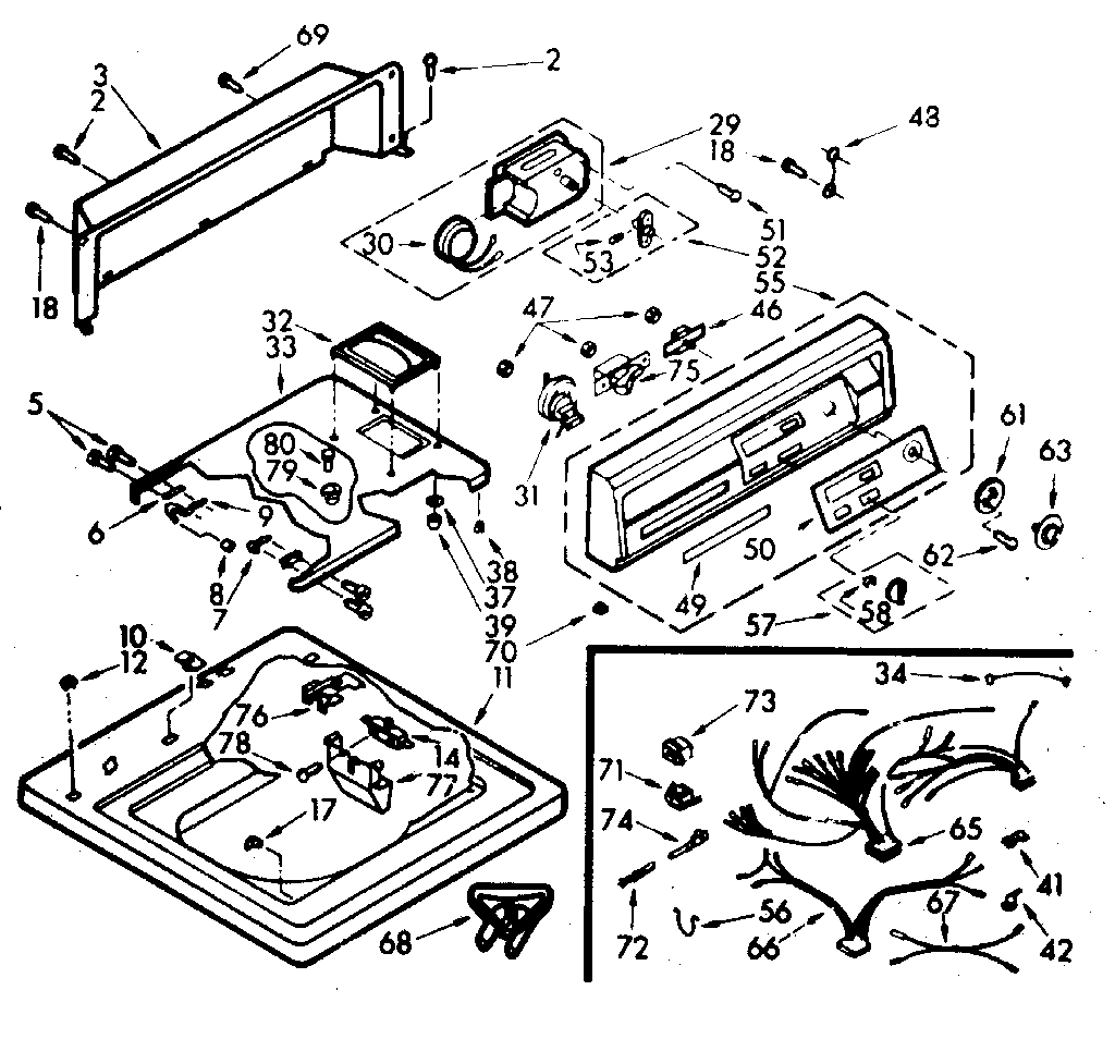 Kenmore 1106914705 top and console assembly diagram