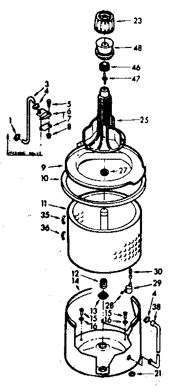 Kenmore 1106915756 tub and basket assembly diagram