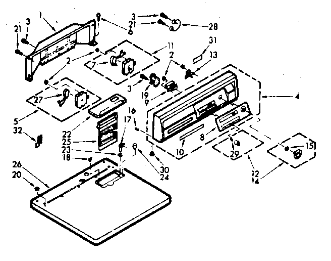 Kenmore 1106927450 top and console diagram