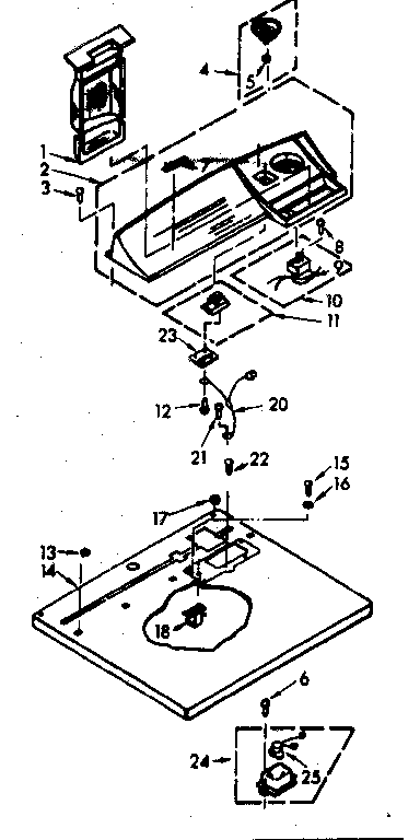 Kenmore 1106958711 top and console assembly diagram
