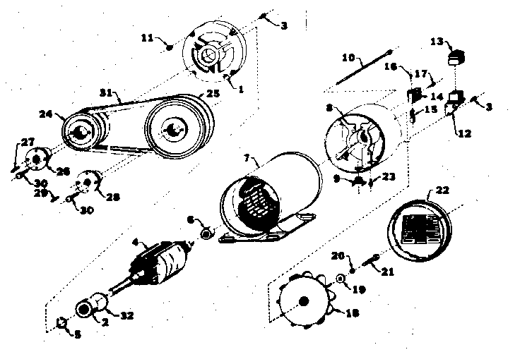 Craftsman 58057601 stator and pulley assembly diagram