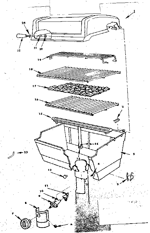 Kenmore 2582317730 grill and burner section diagram
