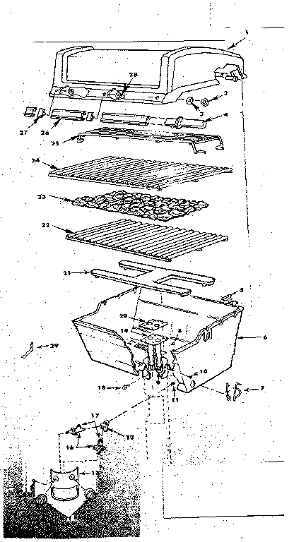 Kenmore 2582337751 grill and burner section diagram