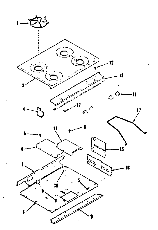 Kenmore 9117898311 main top section diagram