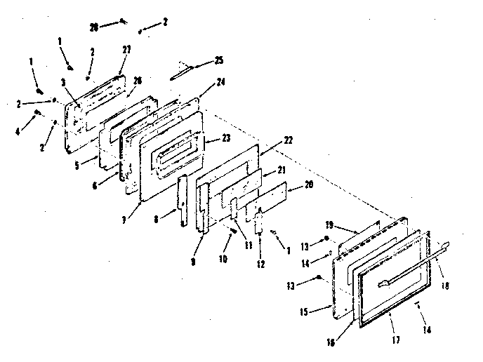 Kenmore 9117898311 oven door section diagram
