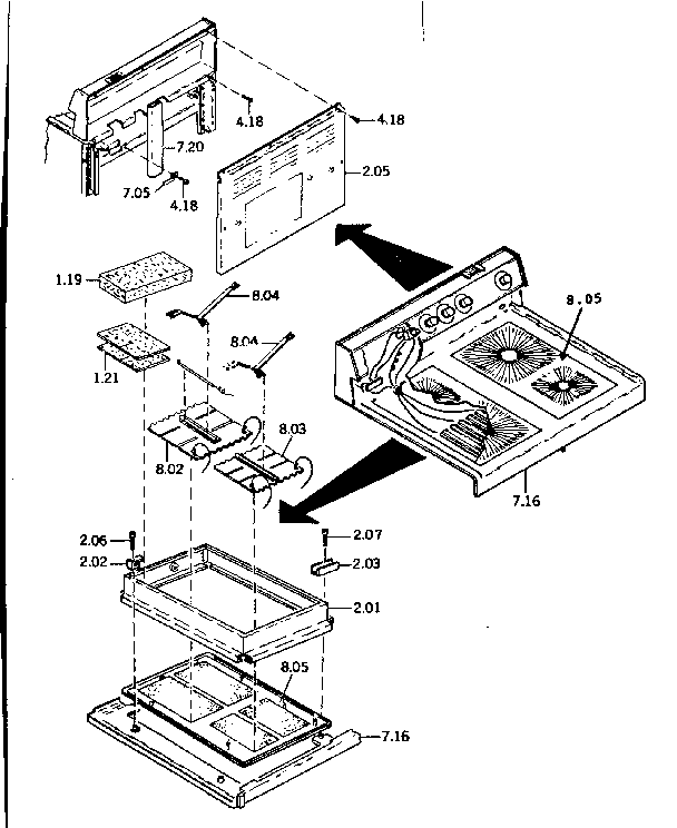 Kenmore 1189367160 rangetop diagram