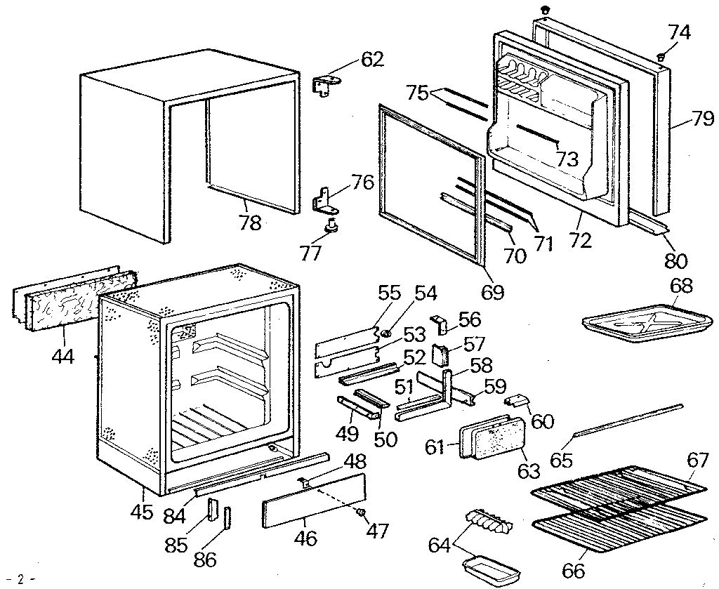 Norcold 703-EG cabinet and door assembly diagram