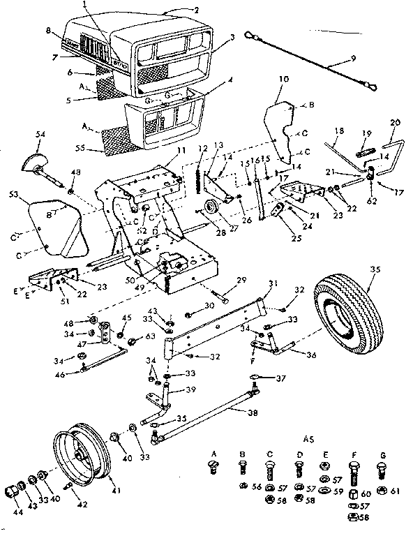 Craftsman 91725721 grill and engine mount assembly diagram
