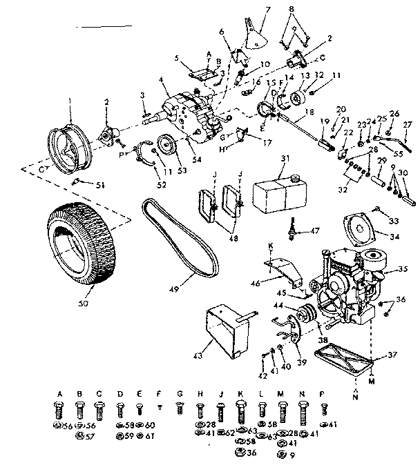Craftsman 91725721 transaxle and engine diagram