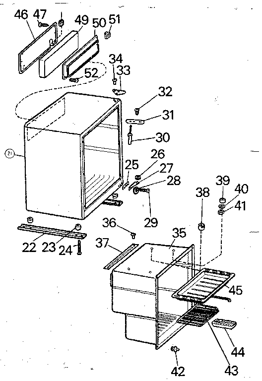 Norcold DE-250C cabinet diagram