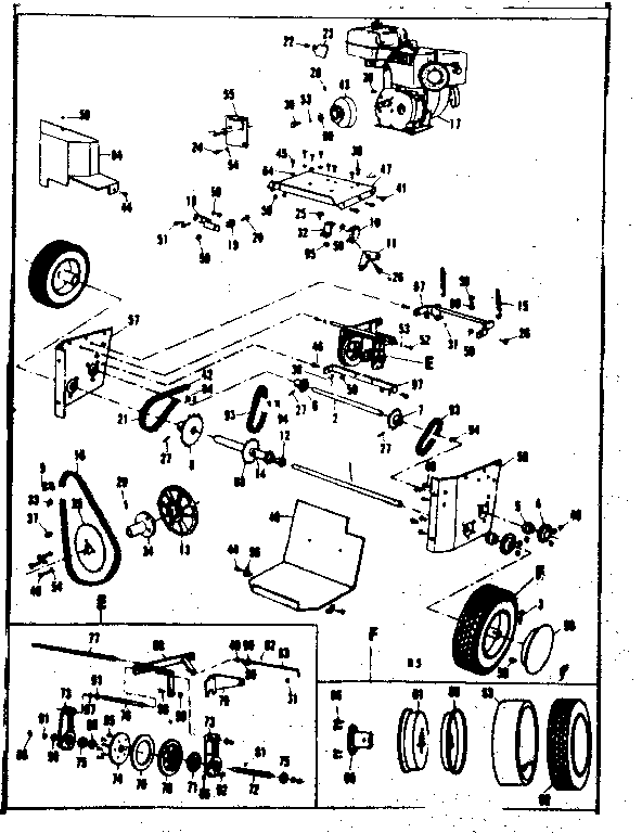 Craftsman 53682562 engine and wheel assembly diagram