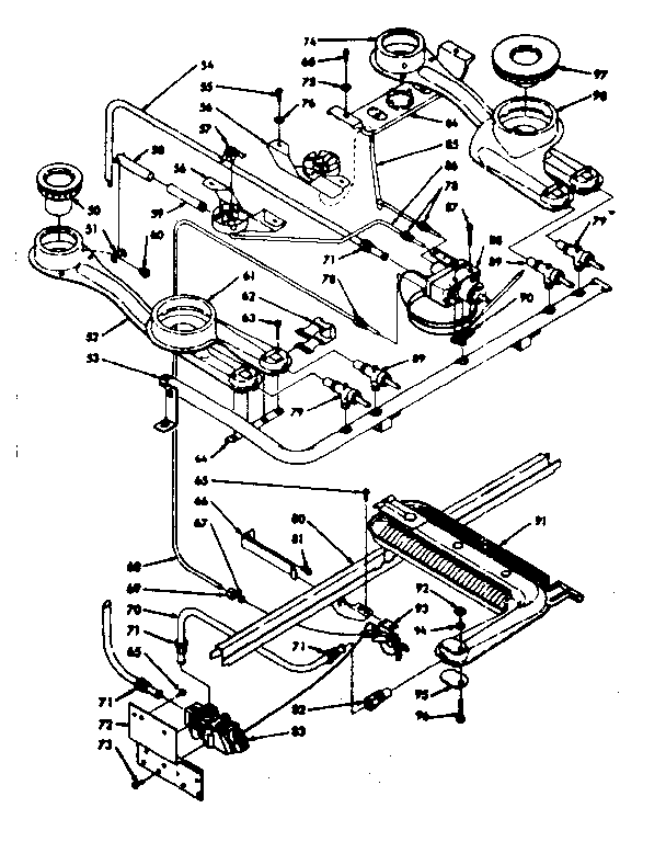 Kenmore 1037406800 burner section diagram