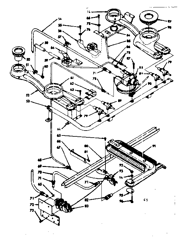 Kenmore 1037406801 burner section diagram