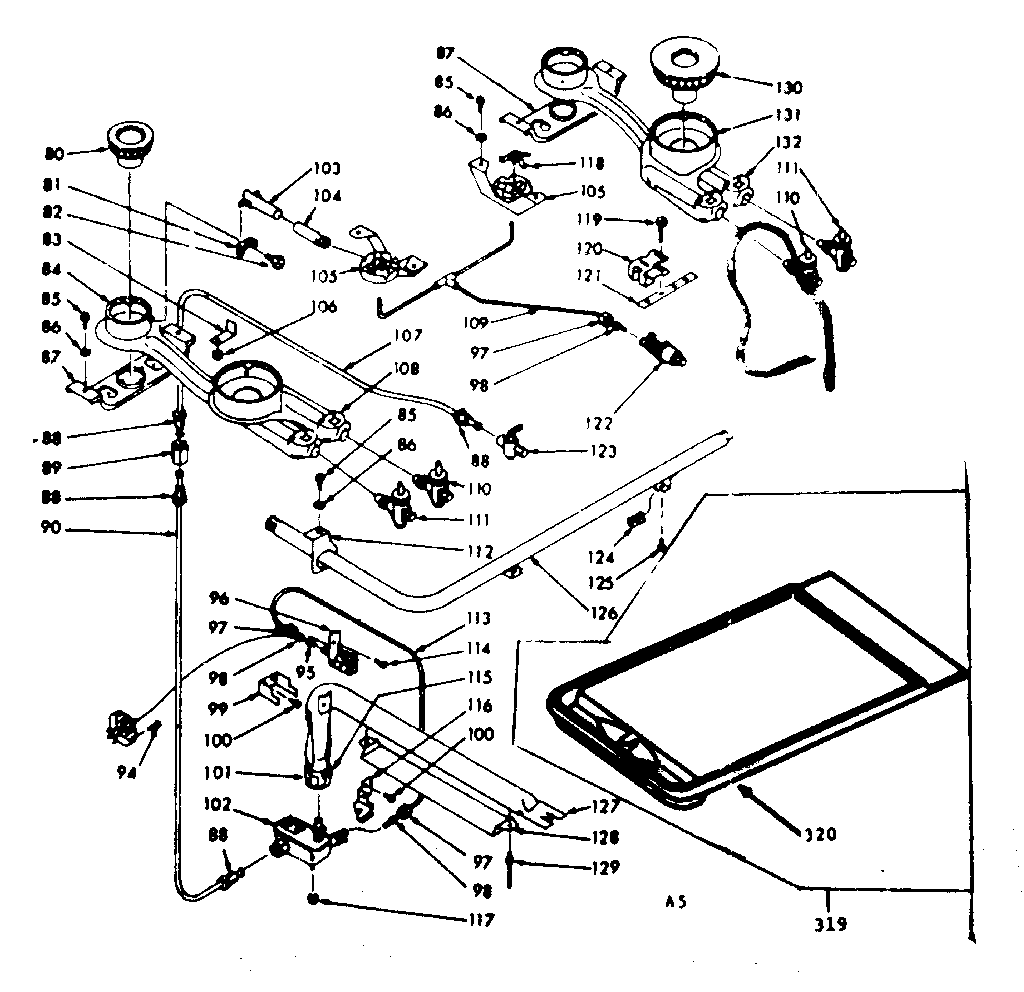 Kenmore 1037416800 burner section diagram