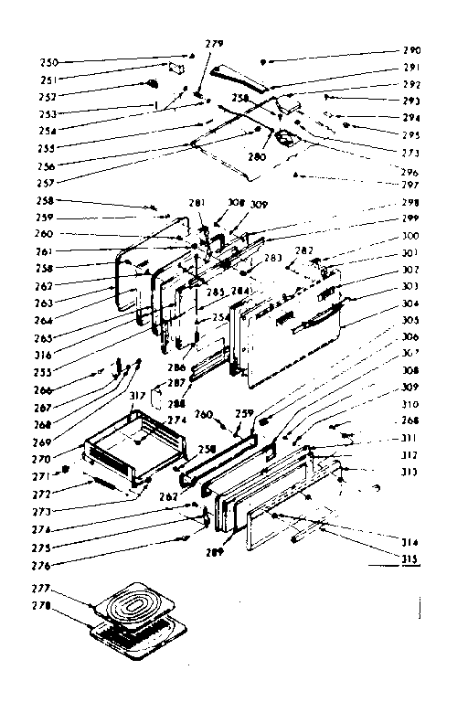 Kenmore 1037416800 oven & broiler doors & locking system diagram