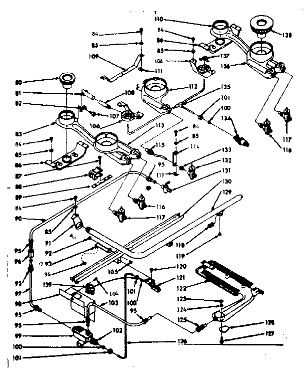 Kenmore 1037426800 burner section diagram