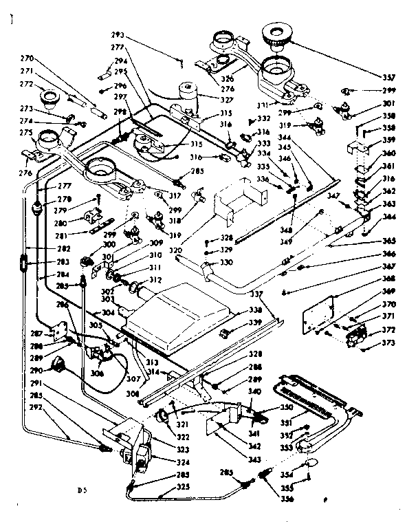 Kenmore 1037486840 burner section diagram