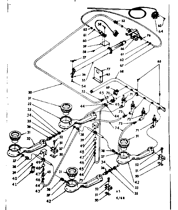 Kenmore 1037706860 burner section diagram