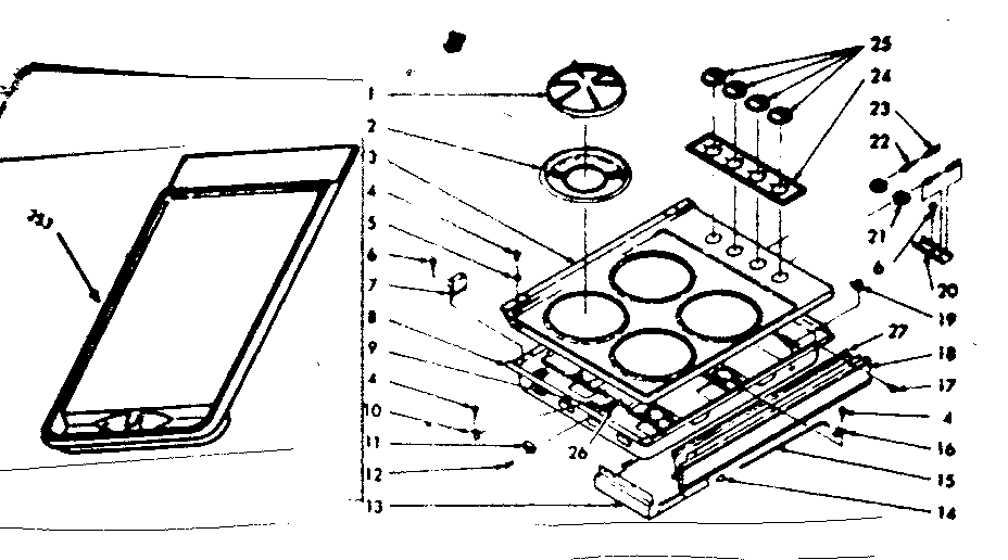 Kenmore 1037746800 main top section diagram