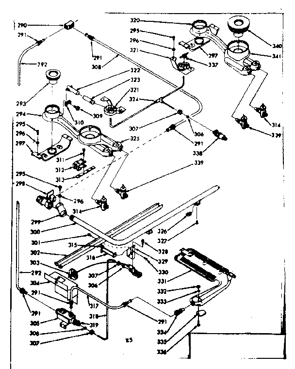 Kenmore 1037826840 lower burner section diagram