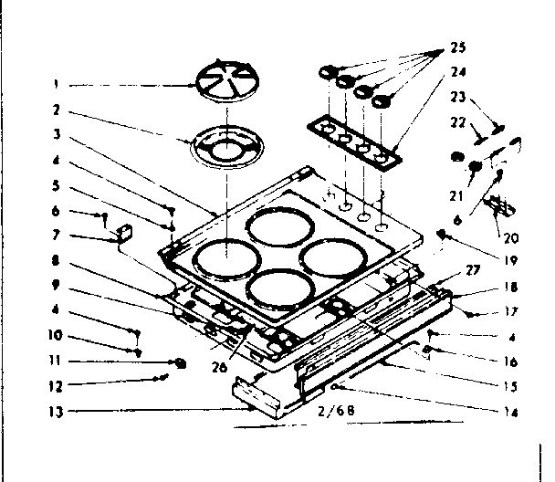 Kenmore 1037846840 main top section diagram