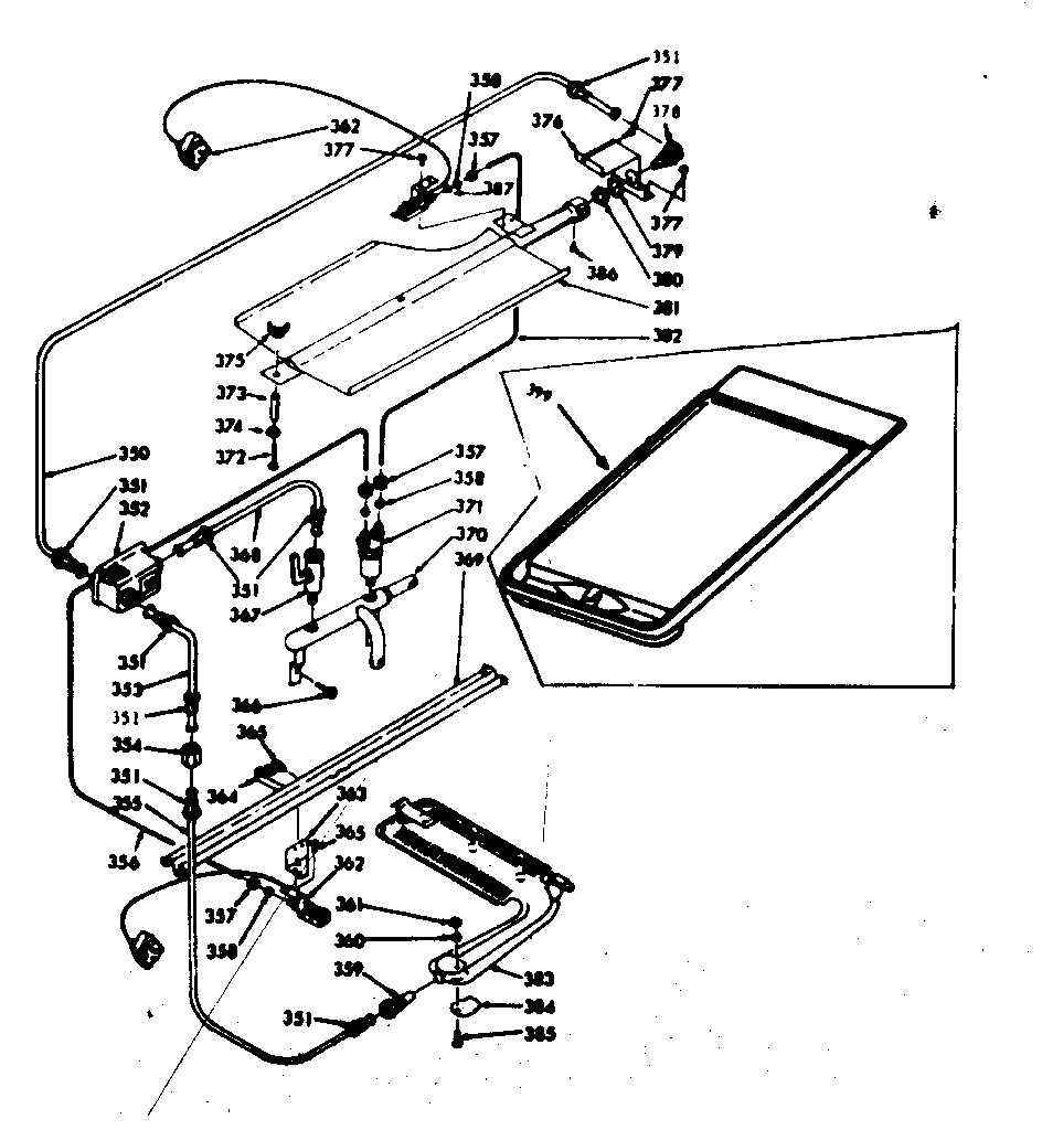 Kenmore 1037846861 upper & lower oven burner section diagram