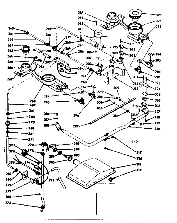 Kenmore 1037866800 top burner & solaronic burner section diagram