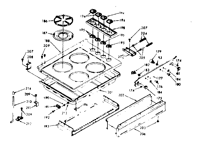 Kenmore 1037886960 control panel & main top section diagram
