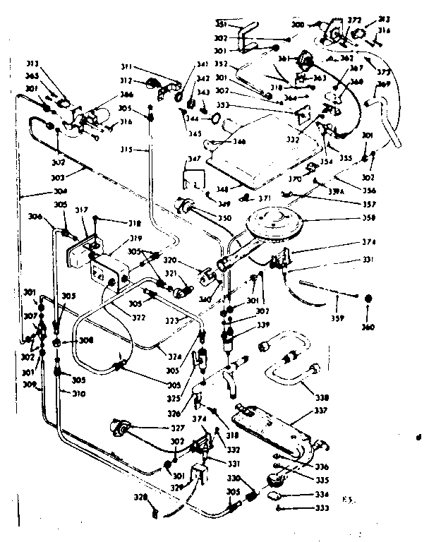 Kenmore 1037886960 upper and lower oven burner section diagram
