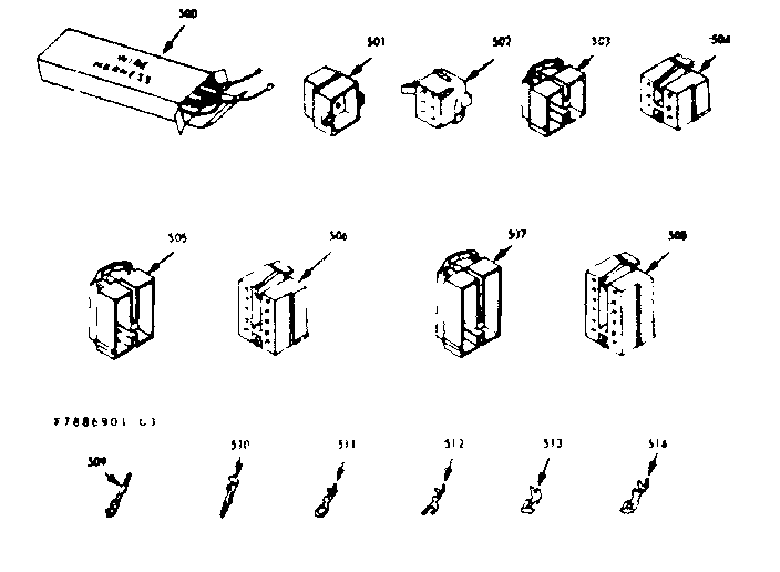 Kenmore 1037886961 wire harnesses & components diagram