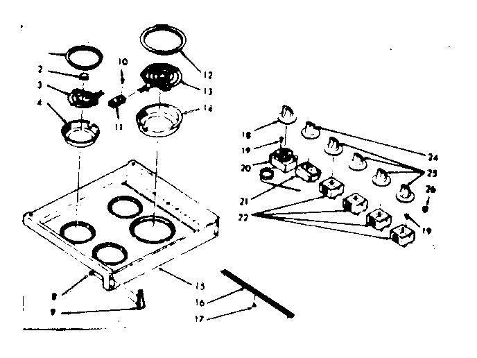 Kenmore 1039326840 main top section diagram