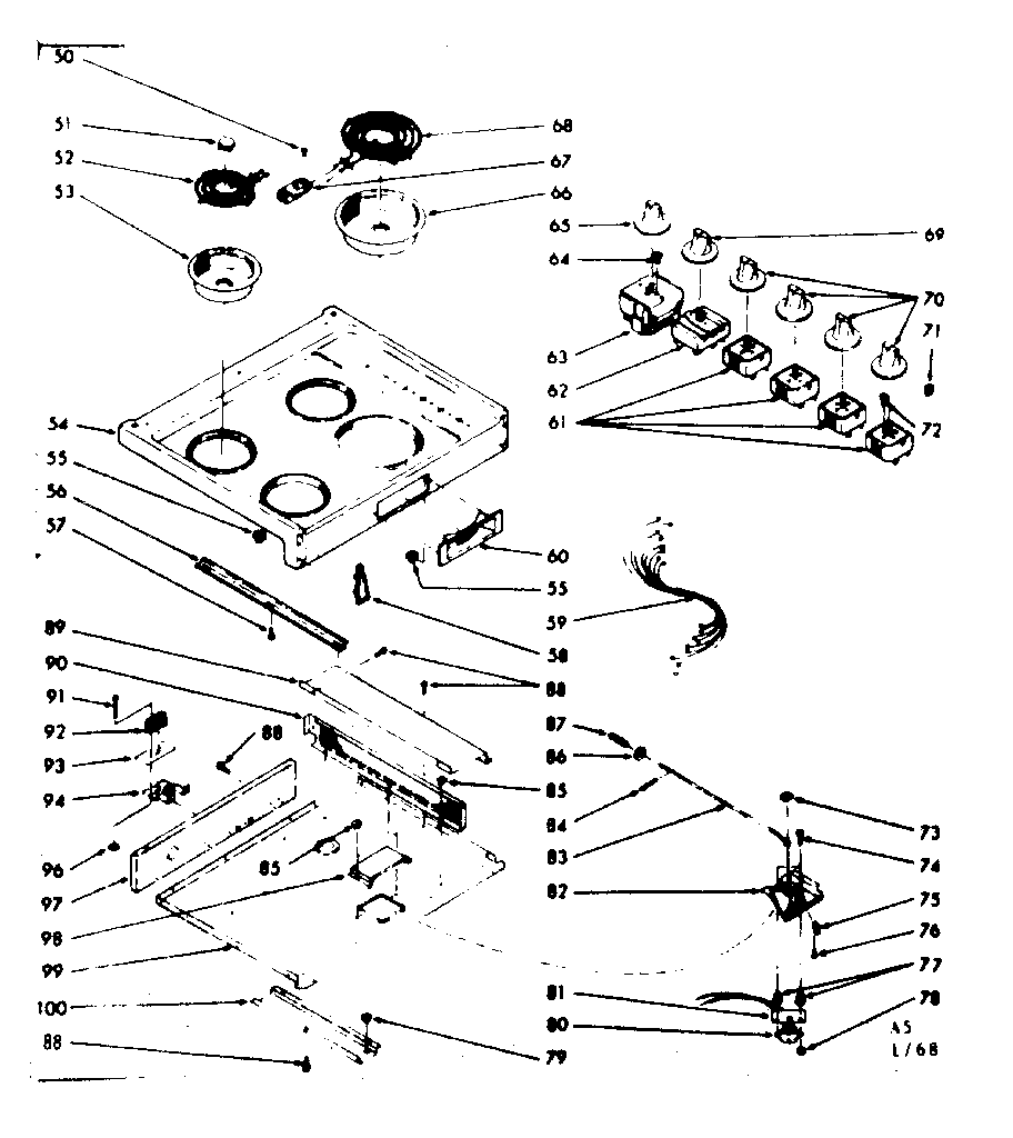 Kenmore 1039336840 main top section diagram
