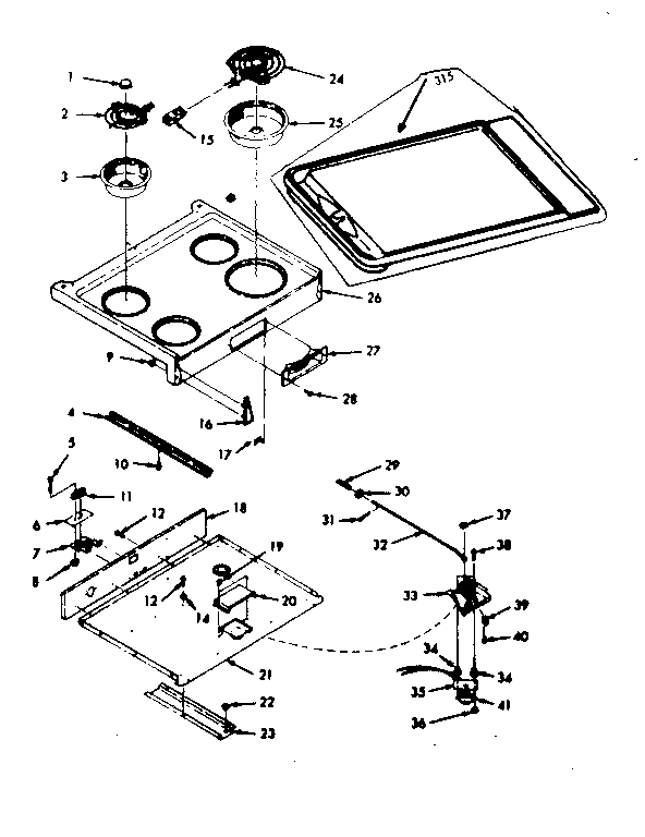 Kenmore 1039356900 main top section diagram