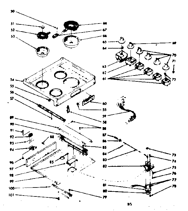 Kenmore 1039376701 main top section diagram