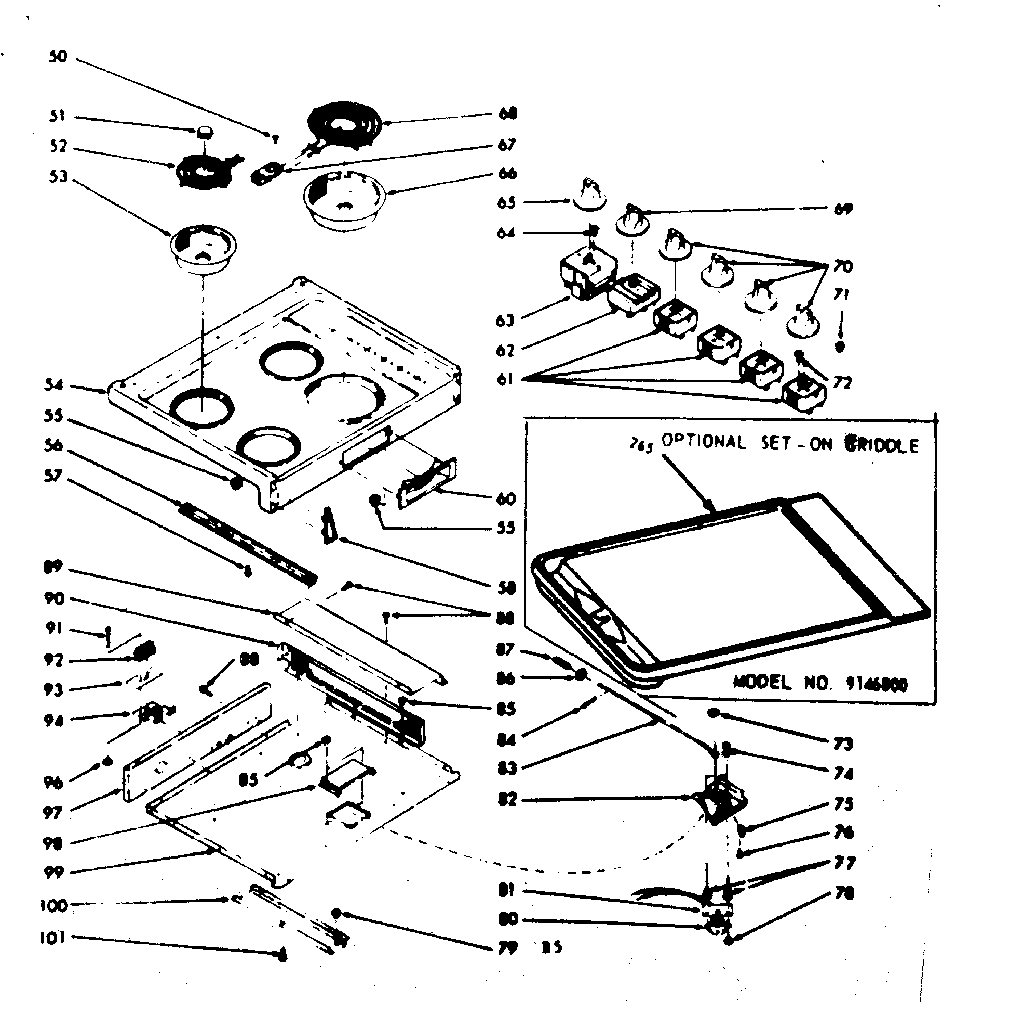 Kenmore 1039376840 main top section diagram