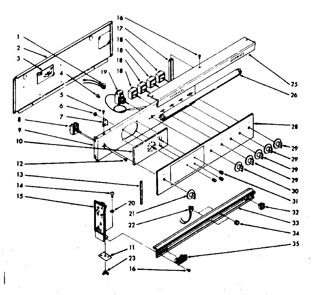 Kenmore 1039406860 backguard section diagram
