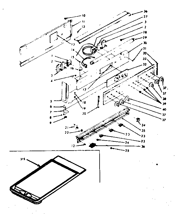 Kenmore 1039436800 backguard section diagram