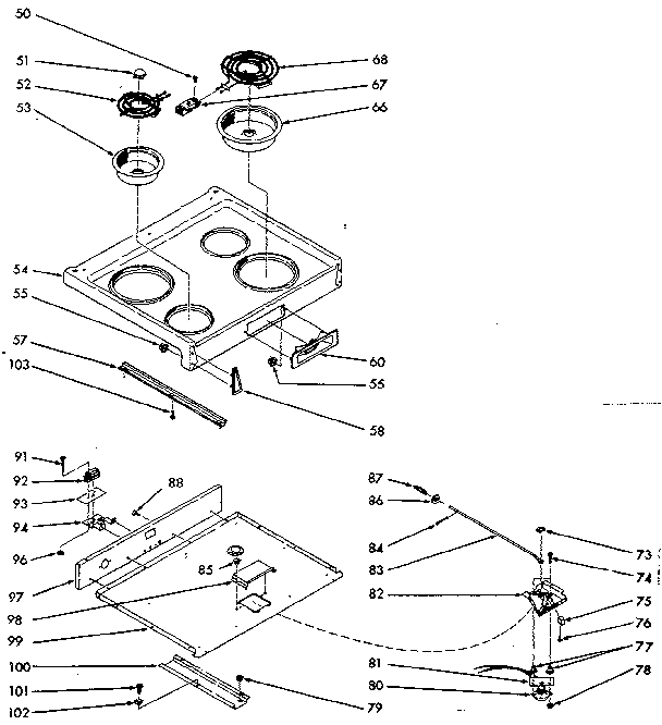 Kenmore 1039436800 main top section diagram