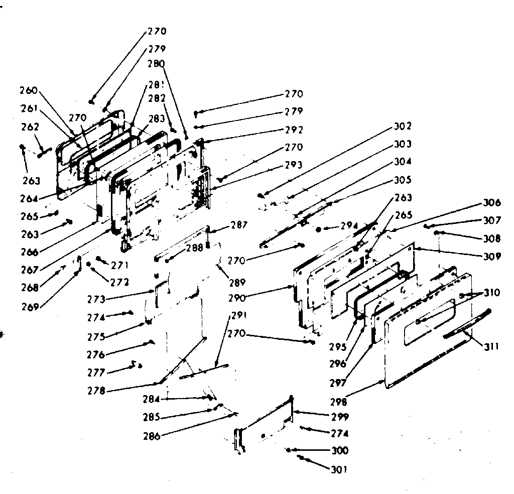 Kenmore 1039436800 oven door section diagram