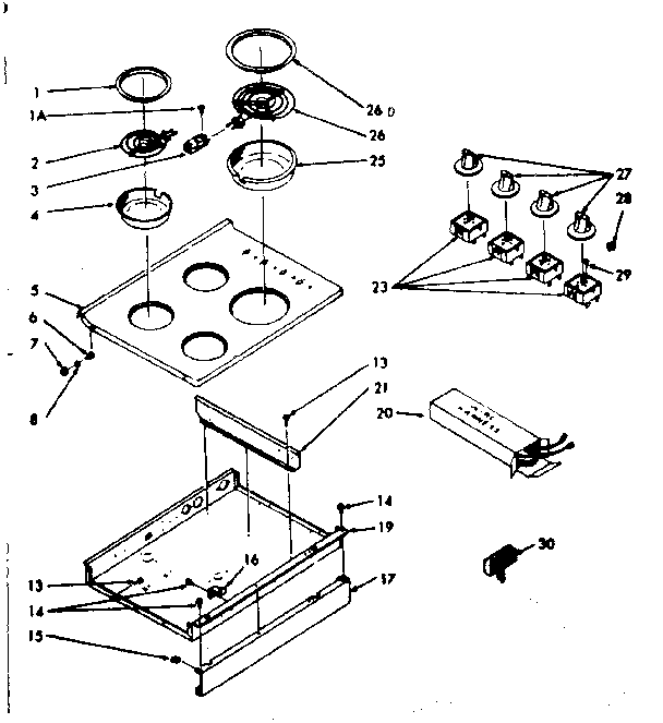 Kenmore 1039706800 main top section diagram